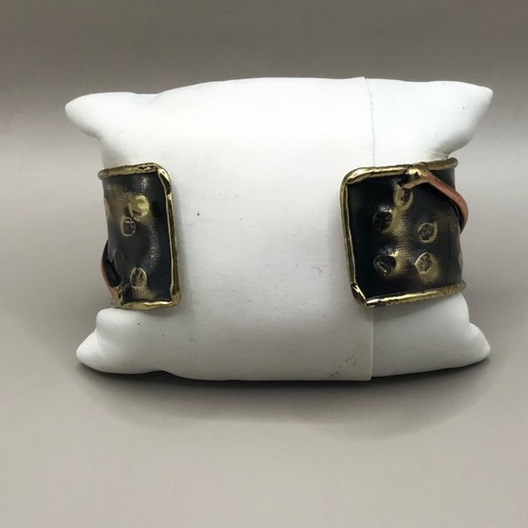 Men's Brutalist Mixed Metal Cuff Bracelet - Picture 4 of 10